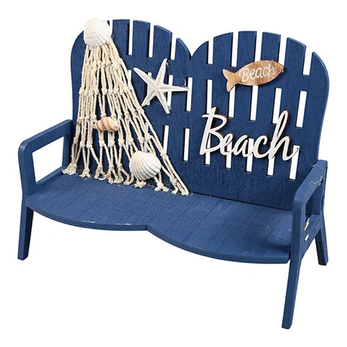 Deck chair for decoration H13.5xW17xD7.5cm, Wood, Blue