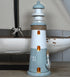 Lighthouse with LED H28cm, Wood, Blue/White