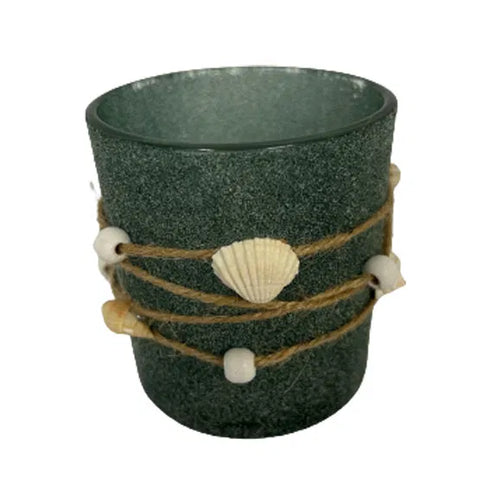 Ljusstake i glas, H8xW7,3cm Glas, Grön