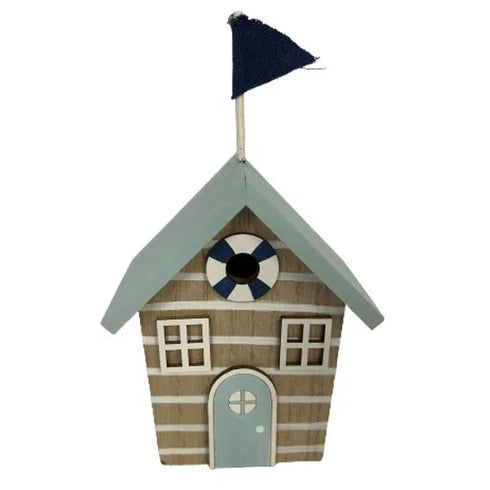 Wooden house for decoration, H16cm, Wood, Blue