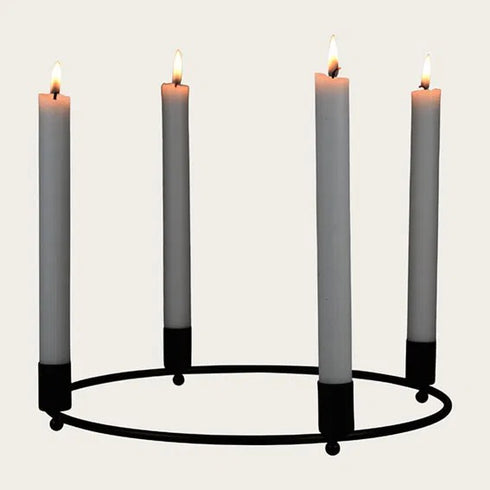 Adventsljusstake, 4 ljus, Dia30cm Svart