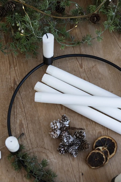 Adventsljusstake, 4 ljus, Dia30cm Svart