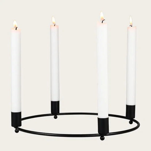 Adventsljusstake, 4 ljus, Dia30cm Svart