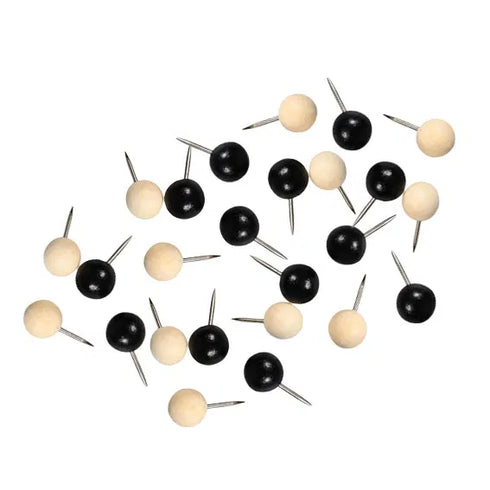 Kartnålar, Metall & Trä, Natur/Svart, 25/box
