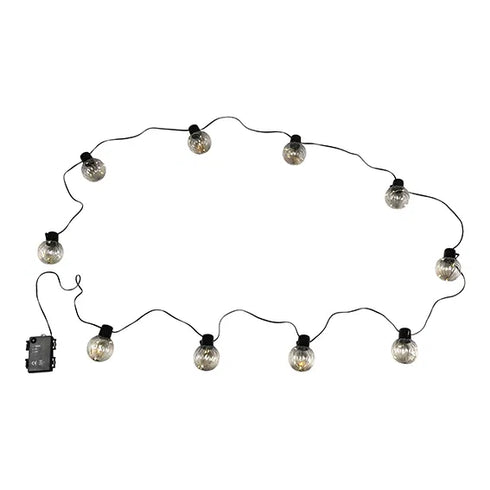 Ljuskedja med 10 glödlampor, IP44, med timer 6/18