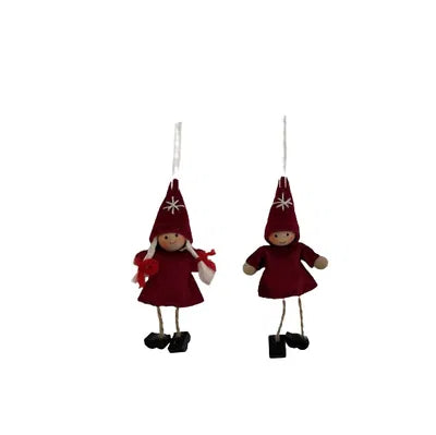 Pojke & flicka H12cm, Velour, Röd, 2ass