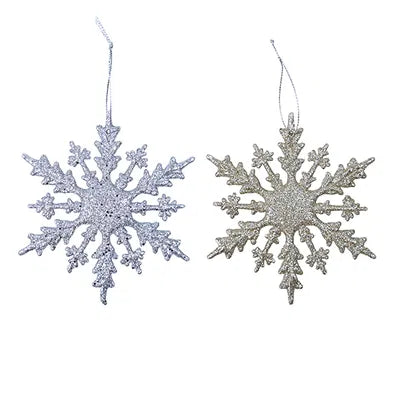 Snöflinga, H14cm, Plast, Silver/Guld, 2ass