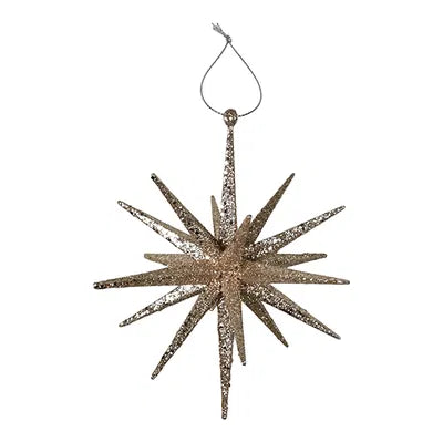 Stjärna, med glitter, H15cm, Plast, Champagne
