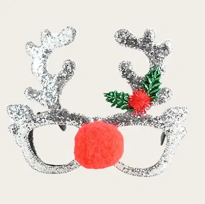 Julglasögon, Rudolf, H12,5cm, Silverfärgad