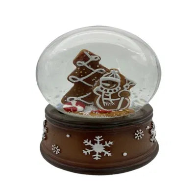 Snöglob med pepparkaka, H9,5cm Polyresin, Brun