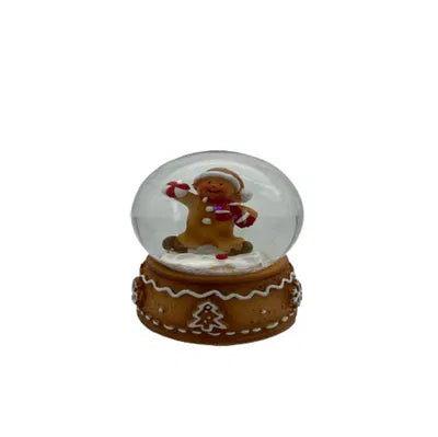 Snöglob med pepparkaka, H6,5cm Polyresin, Brun