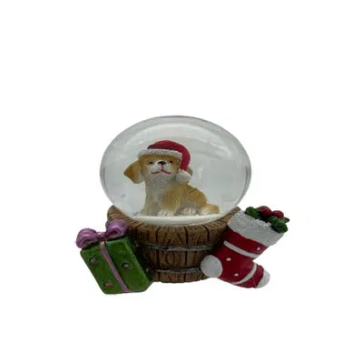 Snöglob med hund, H6,5cm, Polyresin, Brun