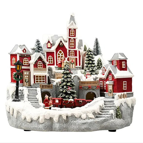 Landskap med LED-ljus, H27cm Polyresin, Vit