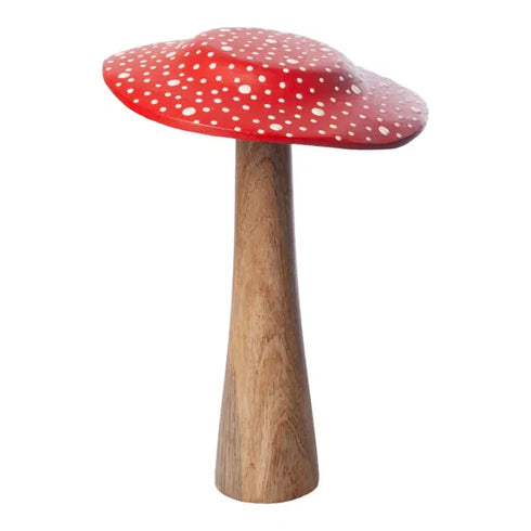 Svamp, H30cm Trä, Röd/ natur