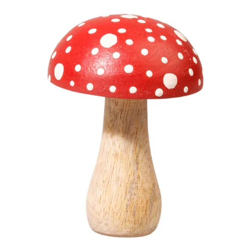 Svamp i trä, H 10cm, Röd