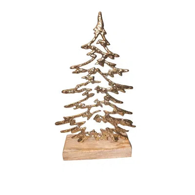 Träd, för dekoration, H17cm, Aluminium, Guld