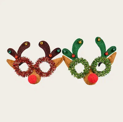 Skämtglasögon, Rudolf, H16cm Brun/Grön, 2ass