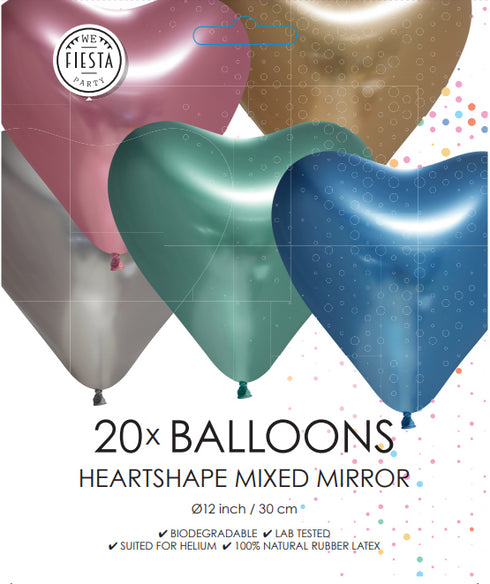 Ballonger Hjärtan Metallic 20-pack