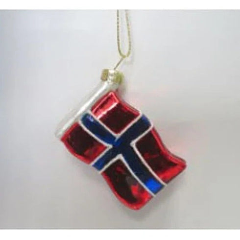 Glass Christmas bauble Norway flag, H 12cm