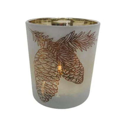 Värmeljuslykta, H7,8cm, Glas, Vit