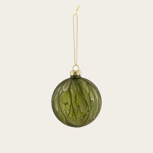 Glass Christmas bauble, Green, glitter, Dia. 8cm