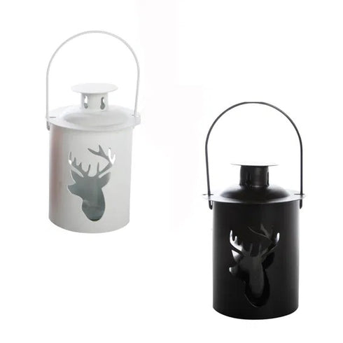 Lyktor, H10cm, Metall och glas, Svart/Vit, 2ass