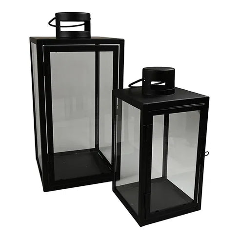 Lykta,m.glaspaneler,H35xB17xD17cm