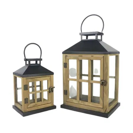 Lykta, m/glaspaneler, H36xB24xD18cm