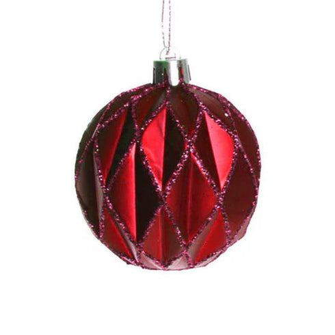 Julkula, Röd med glitter, Plast, Dia. 6cm