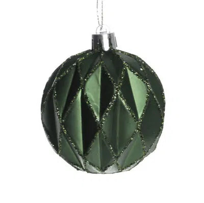 Julkula, Grön med glitter, Plast, Dia. 6cm