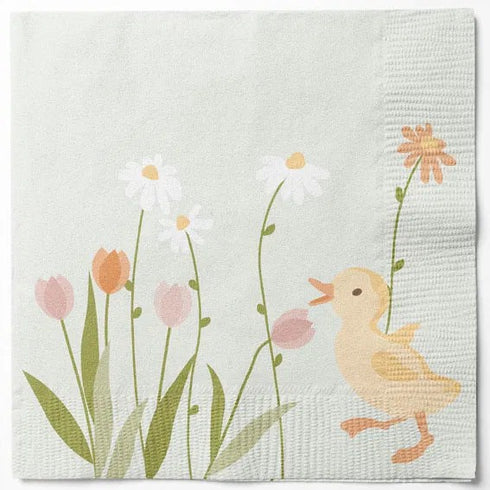 Servetter, 3-lags, Grön, Påskkyckling