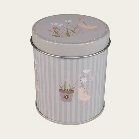 Tealight in tin, H 8cm, Grey-green