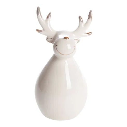 Ren som ler, H 11,5cm, Vit