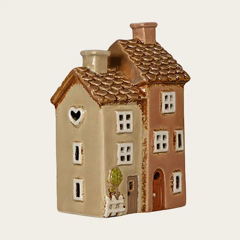 Keramikhus, Beige/Rosa, H 15cm