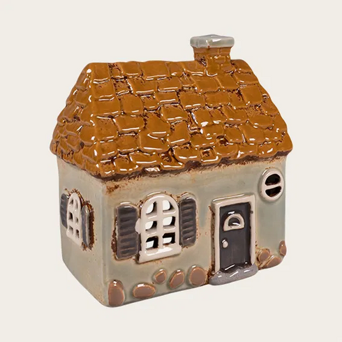 Ceramic House, Grey-Green, H 13cm