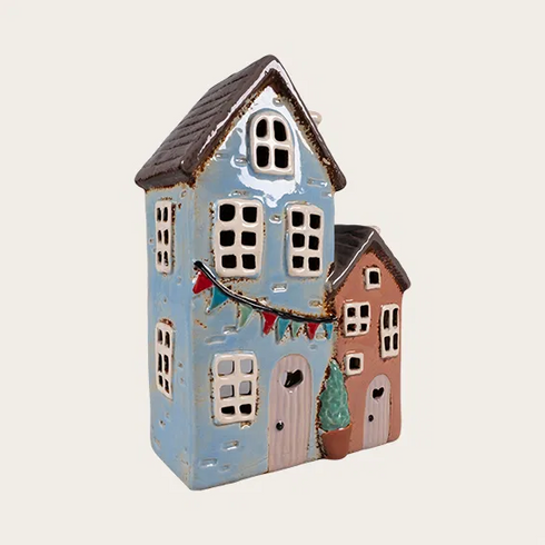 Keramikhus, Blå/Grå, H 23cm