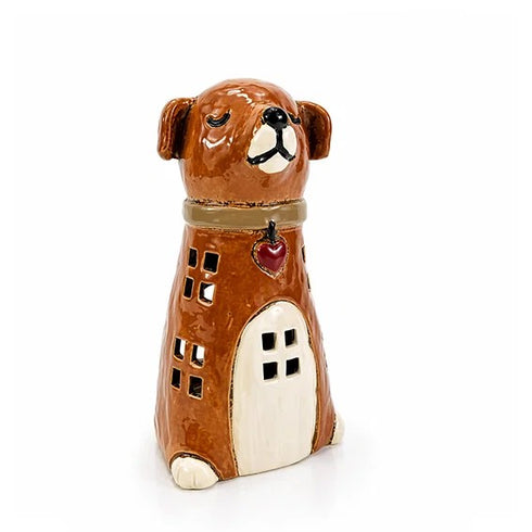 Ceramic Dog Lantern, H 21cm