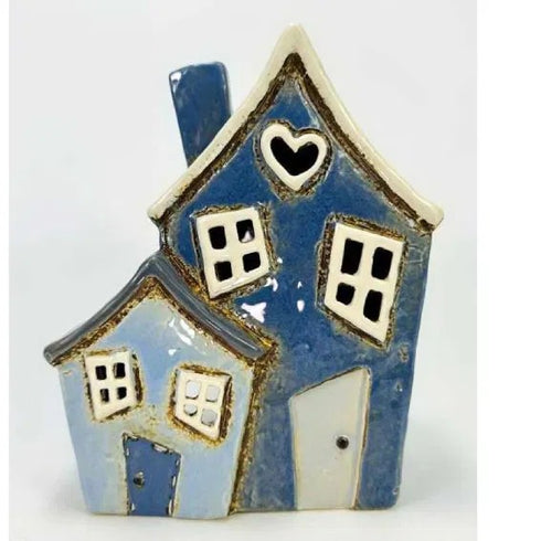 Ceramic House, Blue, H 18.5cm