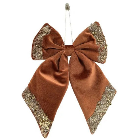 Julrosett, H22cm, Polyester, Brun