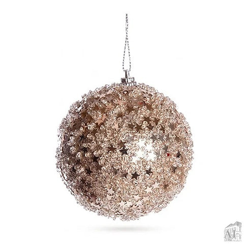 Julkula - Champagnefärgad med glitter, Dia8cm