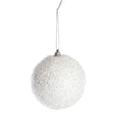 Julkula, Vit med glitter, Dia10cm, Styrofoam