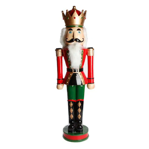 Nötknäppare, m. tyg skägg/hår, H94cm, Poly, Röd