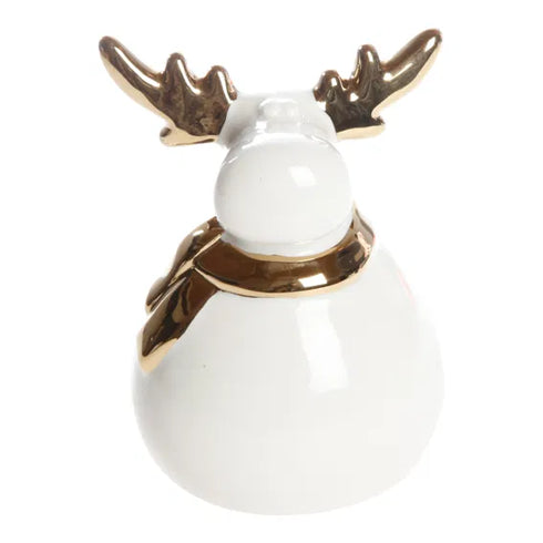 Ren med guldhorn, H 10cm, Vit