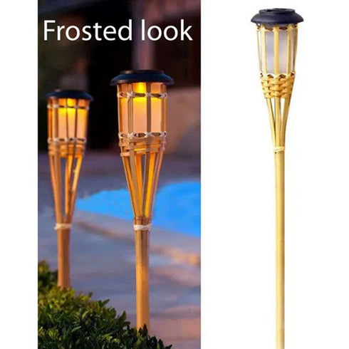 Solcellsbambufackla med 12 LED,H70xDia8,50cm