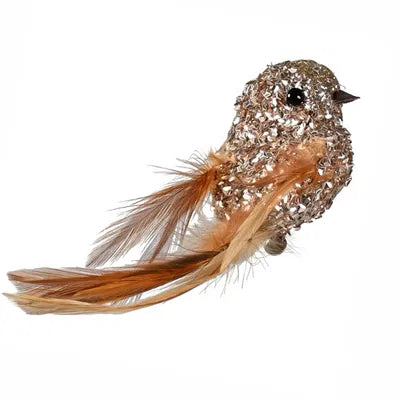 Fågel, H15cm, Skum/Polyester/Natur, Champagne