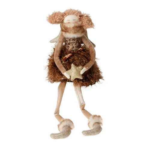 Ängel, sittande, H44cm, Polyester, Brun