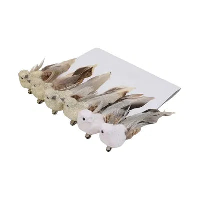 Fågel på klämma, H15cm, Frigolit, Vit, 6ass