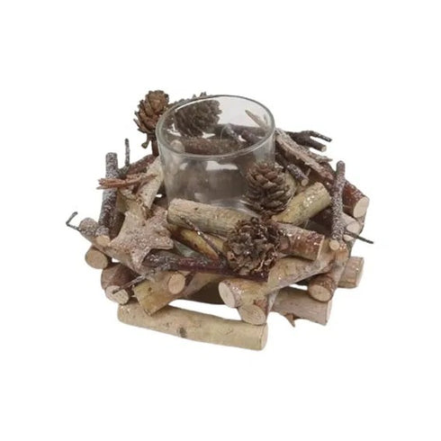 Ljusstake, Dia17cm, Trä, Natur