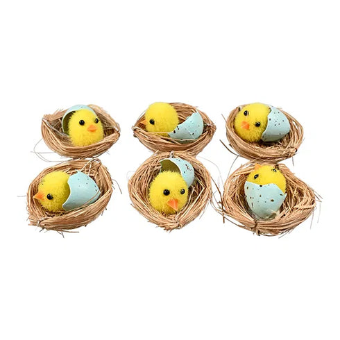 Bo med kyckling, H 4cm, Dia6cm, 6st/Påse, Gul