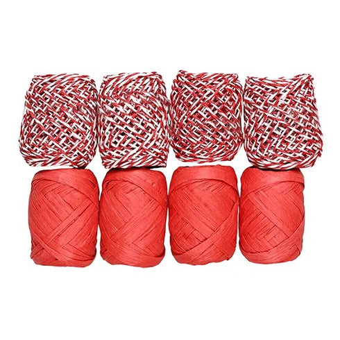 Presentsnöre, Röd/Vit, 8st/påse, 10m/rll